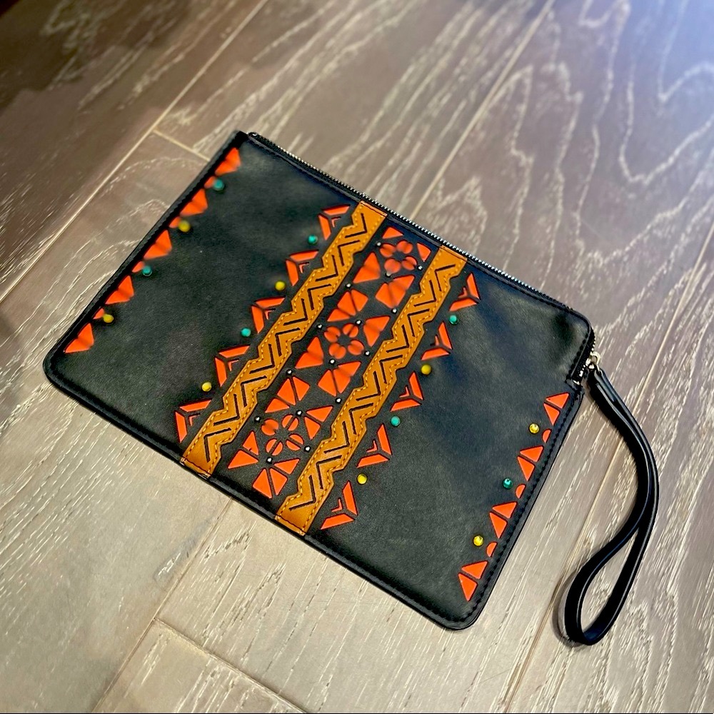 Black Multi Wristlet / Clutch with Colorful Designs NEW